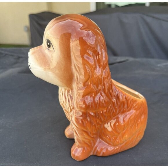 Vintage Cocker Spaniel Dog Planter Big Eyes Mid Century Ceramic Taiwan 9403 - Picture 3 of 10